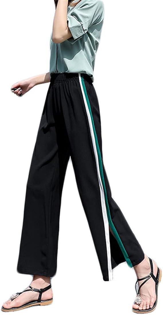 Amazon Co Jp ジュンィ レディース スリット入りズボン ロングパンツ ワイドパンツ ジャージ ゆったり ハイウエスト 美脚 お洒落 Diy 工具 ガーデン