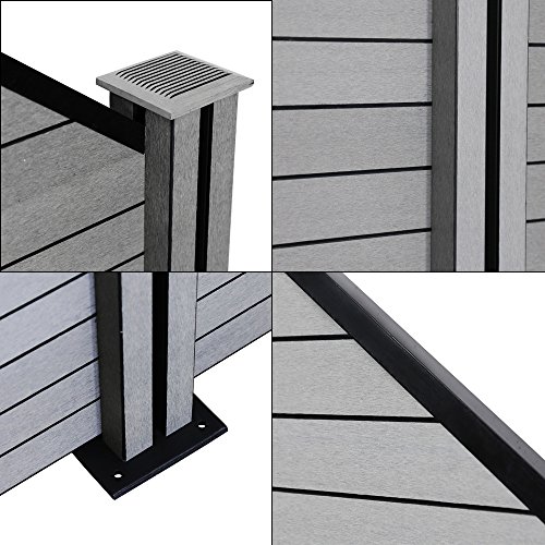 WIS Hengda®WPC Zaun Sichtschutz Aluminium Windschutz Zaunblende Quadratisch Gartensichtschutz Grau Dichtzaun Für… – Bild 4