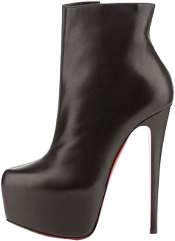 Coficolia MDR Store@ Fashion Faux Leather High Heels Short Boots Shoes Women's Girls' PU Platform Pumps Black Boot