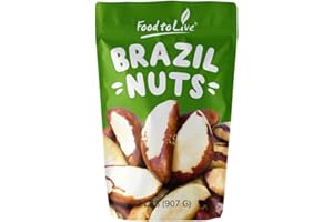 Food to Live - Raw Brazil Nuts, 2 Pound Non-GMO Verified, Raw, Whole, No Shell, Unsalted, Kosher, Vegan, Keto and Paleo Frien