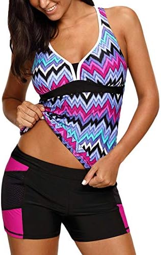 CICIDES Women's Racerback Tankini Set Boyshort Two Piece Bathing Suit Swimwear Swimsuit(S-XXXL)