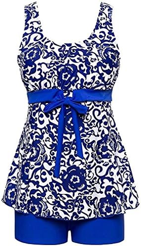 Herosky Women's One Piece Swimsuit Tankini Cover up Swimdress Floral Skirted Swimsuit (XL, 1500Blue)