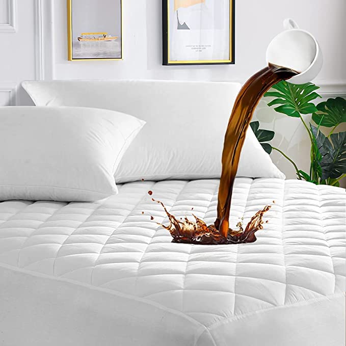 SeventhStitch Extra Deep Quilted Waterproof Mattress Protector Highly Absorbent Hotel Quality Bedding Pad Topper Cover Breathable Hypoallergenic Soft Fitted Bed Sheet Single Double King Size (White)