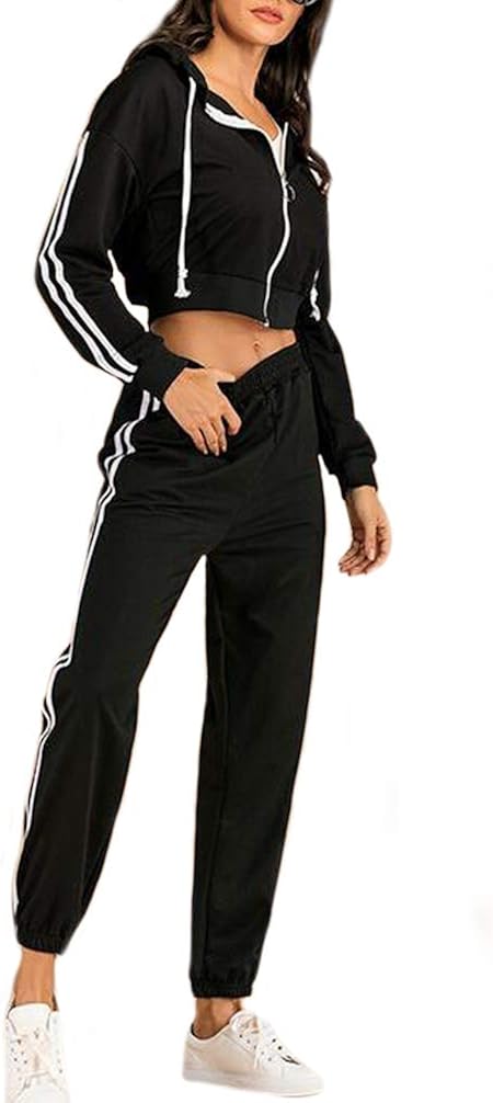 Survêtement Femme 2 Pièces Imprimé Cœur - Sweat Capuche + Pantalon Jogging Grande Taille Confortable