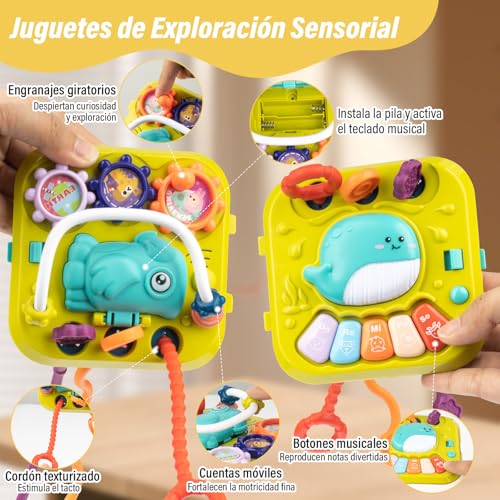 lemonsea 6 Coloridos Juguetes Sensoriales de Formas, Juguetes Montessori Sensorial Versátil, con 4 en 1 Tablero de Juguetes y Clasificador de Formas, Juguetes para Bebe 1 Año en Adelante