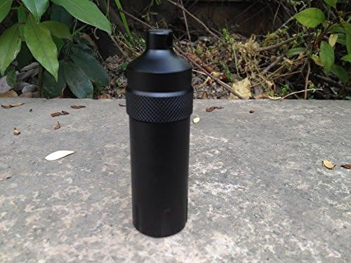Lovingmei Military level Airtight Life Capsule Seal Bottle Match Case Camping Essentials Container Outdoor EDC Survive Dry Box Pill (Pointed Head Black 02)