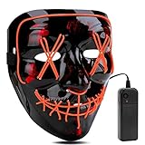 atimier Halloween Mask LED Light up Mask for Festival Cosplay Halloween Costume(Orange Light)