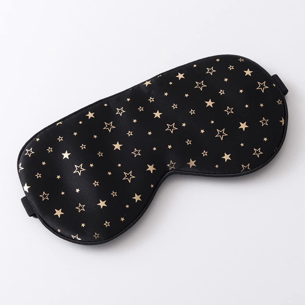 Tim & Tina 100% Silk Sleep Eye Mask Comfortable Blindfold Super Soft Eye mask for Women Men Block Light Travel Nap with Adjustable Strap (Golden Stars)