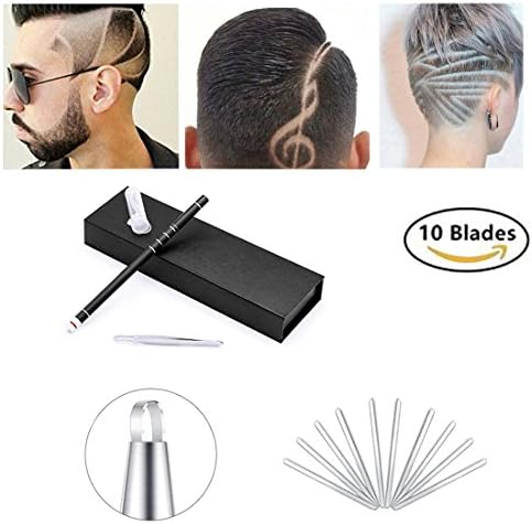 Hair Tattoo Trim Styling Face Eyebrow Shaping Device, Hair Styling Tools,Engraved Pen + 10 Blades + Tweezer Hair Styling Eyebrows Beards Razor Tool/DIY Hair Tool For Womens,Mens and Children