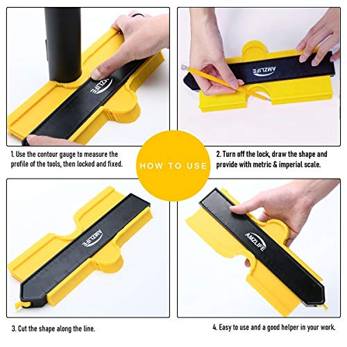 Contour Gauge with Lock, 10 Inch+5 Inch Precisely Copy Irregular Shape Duplicator Welding Woodworking Tracing Tool for DIY Handyman, Corner, Tiles