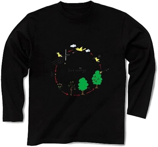 Amazon 食物連鎖のサイクルイラスト 鳥の生態 長袖tシャツ Pure Color Print ブラック L Tシャツ カットソー 通販