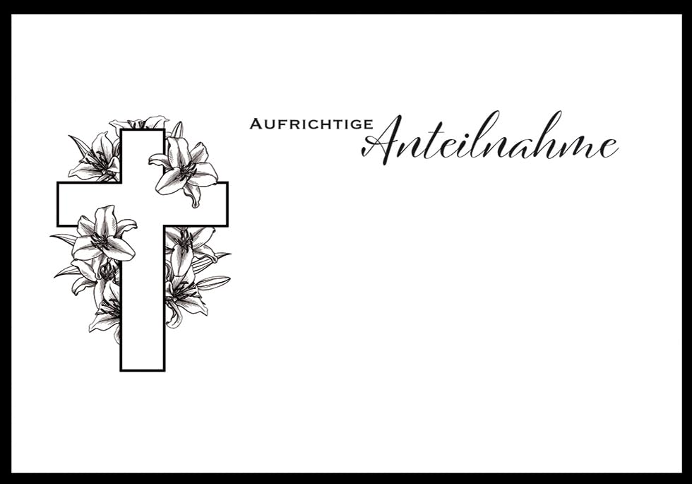 Sympathy Card Basic Classic Cross 11.6 x 16.6 cm