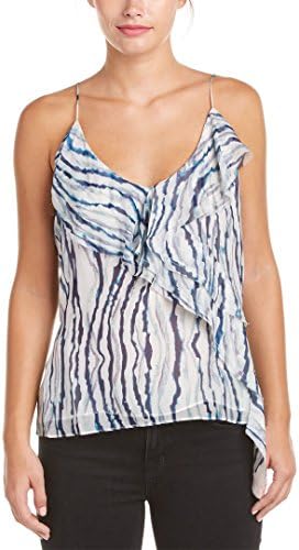 Paula Hermanny Womens Nacre Silk Ruffle Top, L