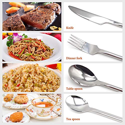 BLUE JAR HOME Cutlery Set, 19-Piece Stainless Steel Flatware Set Service for 4, Tableware Silverware with Spoon, Knife, Fork, Straws and Cleaning Brush, Mirror Polished and Dishwasher Safe