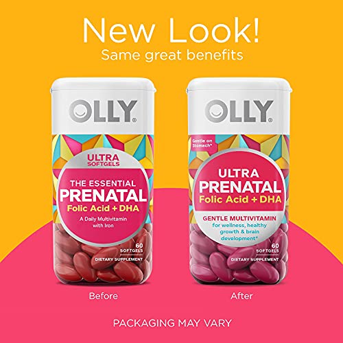 OLLY Ultra Strength Prenatal Multivitamin Softgels, Supports Healthy