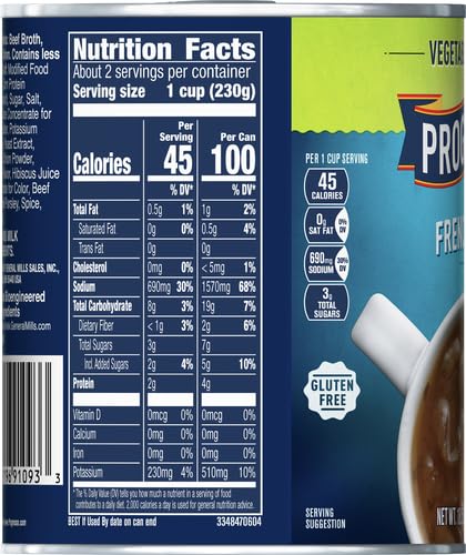 PROGRESSO VEGETABLE CLASSICS, FRENCH ONION CANNED SOUP, GLUTEN FREE, 18.5 OZ.