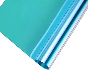 Transparent Decorative Window Film Anti UV Colorful Adhesive Vinyl Heat Insulation Solar Window Tinting Sheets Glass Film for Christmas Home Decoration, 17.7Inch x 78.7Inch, Blue