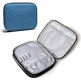 Goldwheat Crochet Hook Storage Case Organizer Zipper Bag Holder with Web Pockets for Various Crochets Needles and Knitting Accessories(Dark Blue)