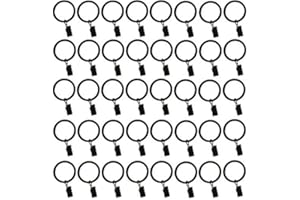 TEJATAN - 2 Inch - Set of 40 - Metal Curtain Rings with Clips and Eyelets - TEJATAN (Also Known as Rings with Curtain Clips/Curtain Clip Rings/Drapery rings)