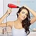 NITION Ionic Hair Dryer with Diffuser Attachment 1875 Watt Ceramic Negative Ion Blow Dryer Cool Shot Button 3 Heat/2 Speed Settings for Quick Drying,Compact size Lightweight,Red
