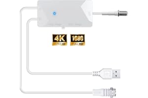 DGUPSP TV Antenna Amplifier, 25dB High Gain Signal Booster for Digital TV Antenna Indoor Outdoor, Low Noise and Clears Up Pixelated Amplifier, Adjustable Reception Range, USB Cable Power Supply (White)