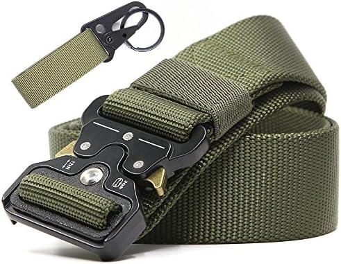 Tactical Riggers Belt, Army EDC Gear 1.7 inch Green Police Nylon Molle Webbing Belt Law Enforcement Gear Shooter Belt Military Combat Belt Swat Belts Firefighter Accessories Security Equipment
