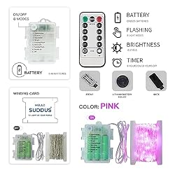 suddus Pink Fairy Lights Battery Operated Outdoor