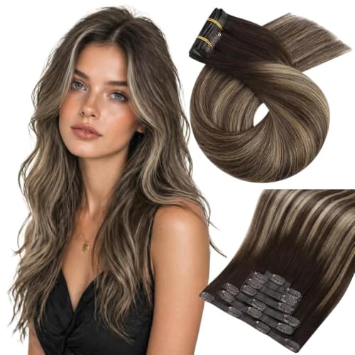 Moresoo Seamless Clip Human Hair Extensions