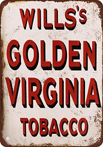 Puernash 1937 Will's Golden Virginia Tobacco 8 X 12In. Tin Sign Wall Sign for Home Bathroom and Cafe Bar Pub, Wall Decor