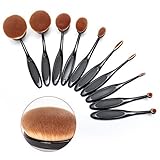 Hizing Oval Makeup Brushes 2016 New Professional 10 Pcs Soft Oval Toothbrush Makeup Brush Set Foundation Brushes Cream Contour Powder Blush Concealer Brush Makeup Cosmetics Tool Set