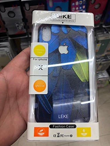 (Blue Feather) World’s First 3D Designer Illuminating Luminous LED BackLit Apple Logo Case for Iphone X 10 + FREE White LED Spinner!