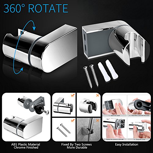 STARBATH Shower Sets with Rain Fall Shower Head and Handheld Set, Shower Mixer Faucet Valve Kit, Adjustable Wall Mounted Shower Holder for Shower System,Chrome (Rain Shower Set White Round) - Thumbnail 4