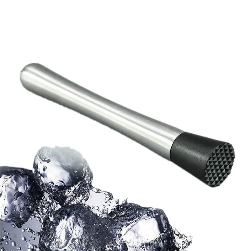 Stainless Steel Cocktail Muddler, Bar Stick Mojito Masher, Professional Pestle Muddler Mojito Masher Fruit Mixer DIY Barware Tool for Making Cocktails and Juice Drinks