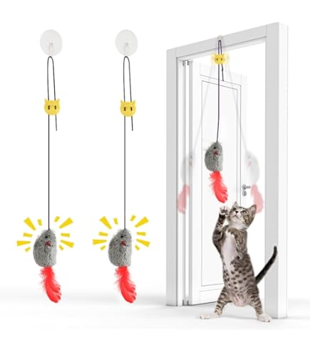 Juguete Interactivo Para Gato Con Ventosa - 2 Piezas (Oruga Y Ratón), Ejercicio Y Estimulación