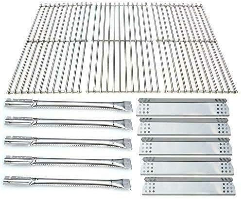 bbq factory Replacement Jenn-Air 720-0727,720-0709 ,720-0709B, 5 Burner Gas BBQ Grill Replacement Kit Stainless Steel Burner, Stainless Steel Heat Plate, Stainless Steel Cooking Grid
