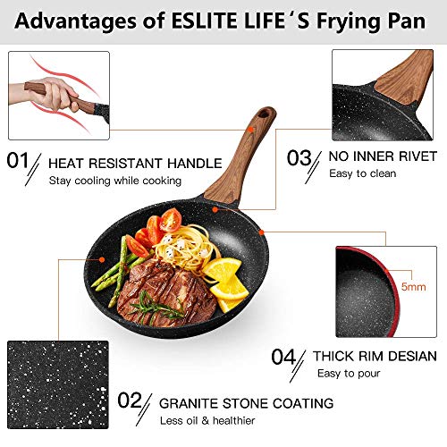 ESLITE LIFE Frying Pan Nonstick Skillet Induction Omelette Fry Pan with