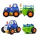 Woby Push and Go Friction Powered Car Engineering Construction Vehicles Toys Set Tractor Bulldozer Truck Early Educational for 1 Year Old Baby Toddler Boys