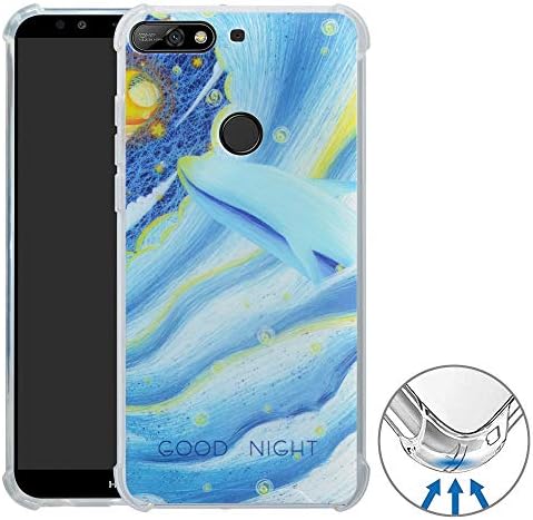 YuChen Huawei Y7 / Honor 7C / Enjoy 8 Case, Pattern Design Painting Ultra Lightweight Flexible TPU Corners Bumper Cover For Huawei Y7 2018 / Honor 7C / Enjoy 8 (Not fit other model), Whale