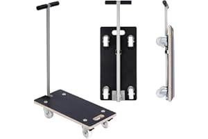 HBFBDRCT Rectangle with Handle Wood Platform Dolly, 441-lb Load Heavy Duty Wood Furniture Dolly, Plant Dolly, Transport Roller,Multifunctional Movers Carrier with 3" PP Wheels No Assembly Required