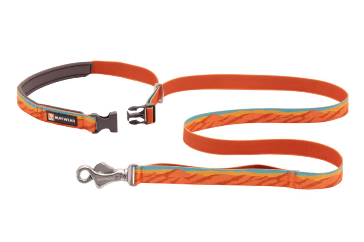 RUFFWEAR Flat Out Leash, Versatile Dog Lead for Walking, Running and Hiking, Hand Held or Waist Worn, 6 ft (1.8 m) Long, Fall Mountains
