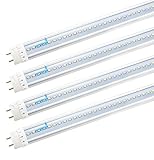 Hyperikon T8 T10 T12 4 Foot Rotatable, 40 Watt Replacement (18W) Clear, LED Light Tube, 3500K, UL, 4 Pack
