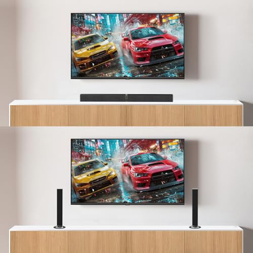 HoYLluDLL Soundbar for TV，80W 2-in-1 Detachable Sound Bar with 3 EQ Modes& Auto Volume Boost, Bluetooth 5.3/ARC/Optical/AUX, Home Theater Audio System for TV/PC/Laptop/Game Console, Black,1 Pcs