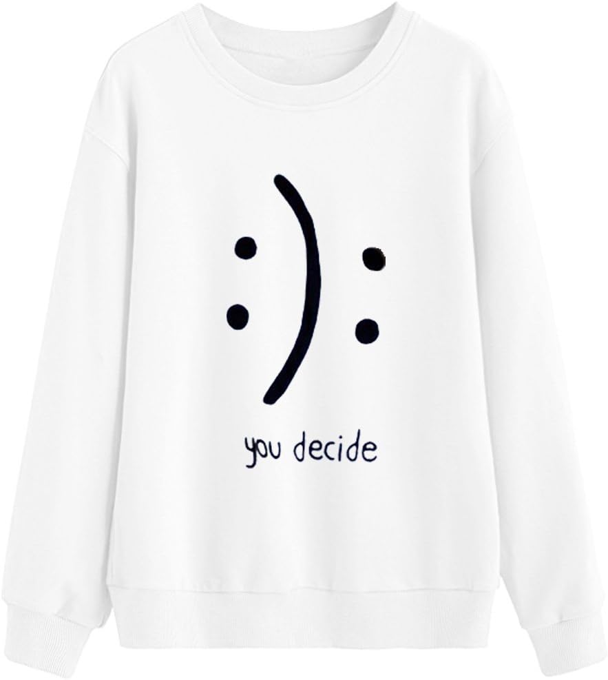 BLACKMYTH Women Round Neck Sweaters Graphic Cute Pullover Long Sleeve Funny Sweatshirts
