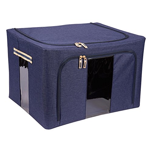 Foldable Storage Container - Comforter Storage - Blanket Storage - Closet Storage Box, Navy Blue, 19.5 x 13 x 15.5 Inches