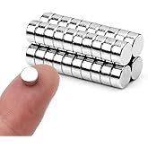 Neodymium Disc Magnets, 50-Pack, 6mm x 3mm, N35 Grade Rare Earth Magnets for Crafts and Office, Silver