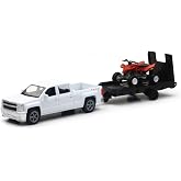 NewRay Toys 1:43 Chevy Silverado Pick Up Truck with Trailer and Dirt Bike