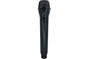 PEWHAUL Microphone Pretend Play Toy for Kids,1:1 Realistic Simulation Mic Prop for Role Playing, Host Practice and Pretend Singing (Non-Functional, 23cm, Black)