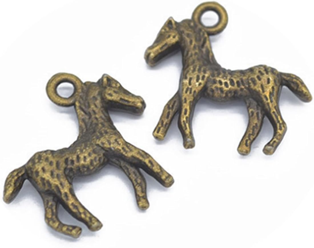 10 PCS Horse Charms, Double Sided Charms,Bronze or silver