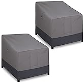 Easy-Going Outdoor Chair Cover Waterproof, Heavy Duty Patio Chair Cover, Windproof Outdoor Furniture Cover with Air Vent (2 Pack-33.5Wx31.5Dx36H inch, Gray/Dark Gray)