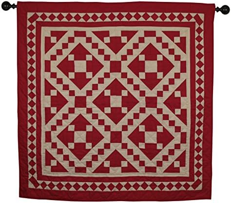 Red Diamond Square Wall Hanging Quilt 44 Inches by 44 Inches 100% Cotton Handmade Hand Quilted Heirloom Quality